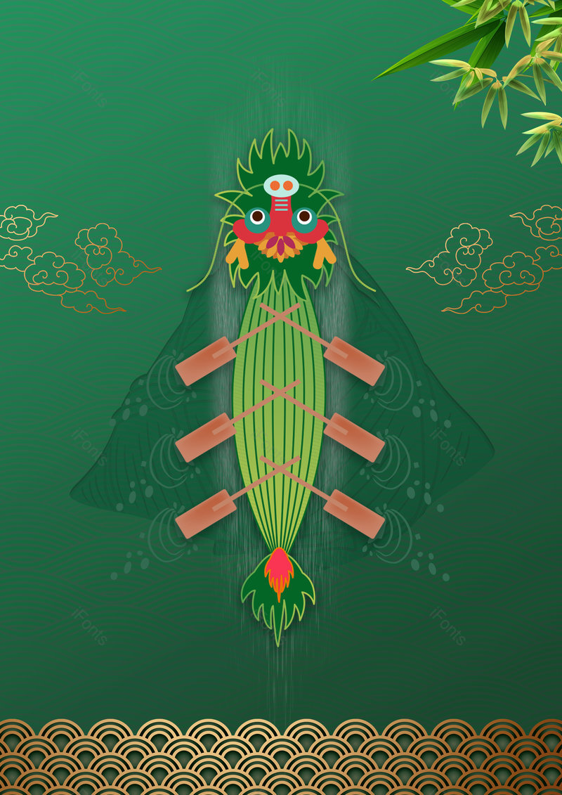 绿色清新端午节划龙舟吃粽子背景,插画/手绘图,插画/手绘图库,插画/手绘图下载,插画/手绘